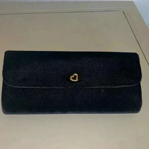 Victoria’s Secret Black Velvet Gold Heart Clutch